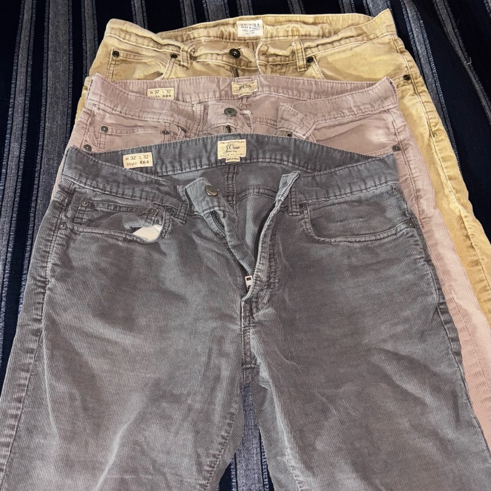 J. Crew Cords Corduroy Pants in Gray, Beige, and Tan